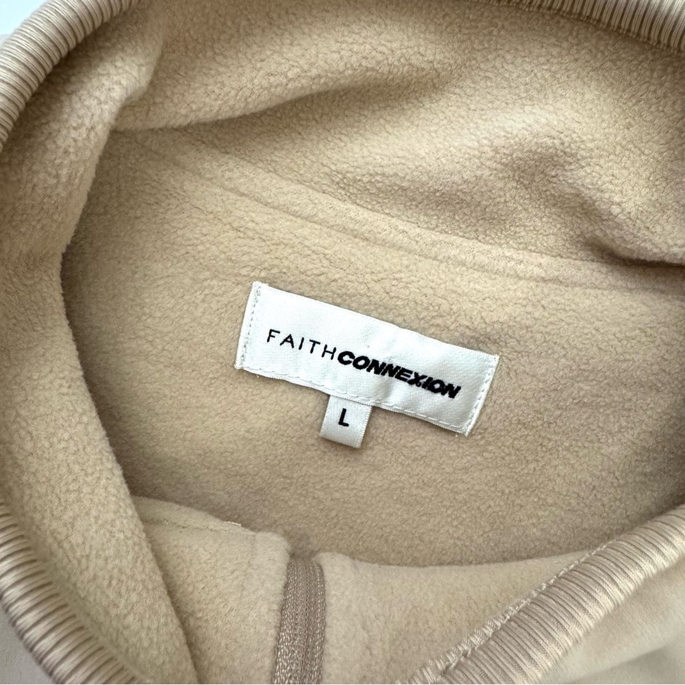 FAITH CONNEXION Women’s Sz L Beige Cropped Boxy Full Zip Vest Fleece Lined - Picture 6 of 10